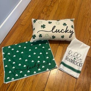 Lucky Shamrock Pillow and Towel Set New